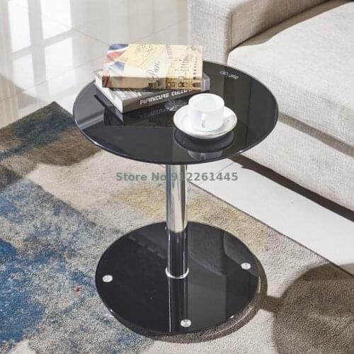 Modern and simple small apartment coffee table tempered glass creative side table cabinet round corner table telephone table