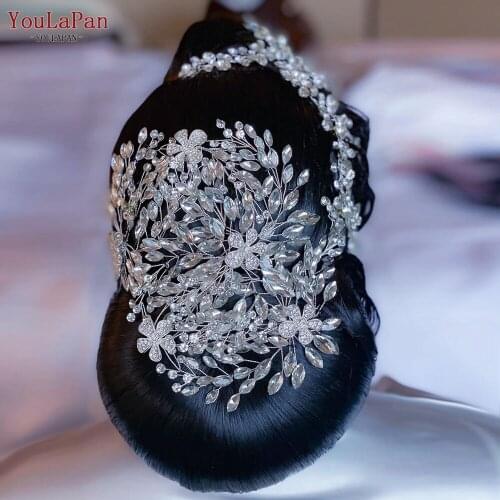 YouLaPan HP390 Luxury Alloy Flower Hairband Bridal Hair Jewelry Rhinestone Headband Handmade Headwear Wedding Hair Accessories