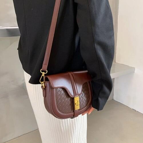 FANTASY 2020 Winter New PU Weave Saddle Bags For Women Fashion Messenger Shoulder Bag Female Trendy Vintage Handbag Good Quality