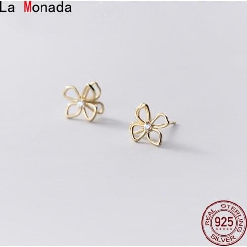 La Monada Double Flower Stud Earrings For Women Silver 925 Minimalist Fine Women Earrings Jewelry Stud Earrings 925 Silver