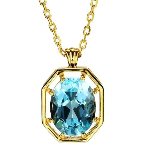 Sky blue Topa necklace women choker Womens Day polygon pendant dunli chain vintage collier femme