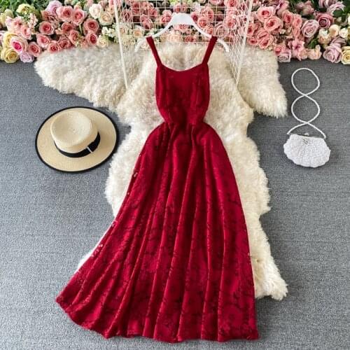 Fashion Summer Clothes For Women Sexy Sleeveless Solid Slim A-line Party Spaghetti Strap Robe New 2021 Female Lace Vintage Robe