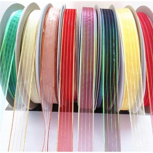 1.5cm Double-sided Transparent Ribbon Valentines Day Gift Box Gift Package Bow Hairpin Hairpin with Striped Bright Ribbon 316