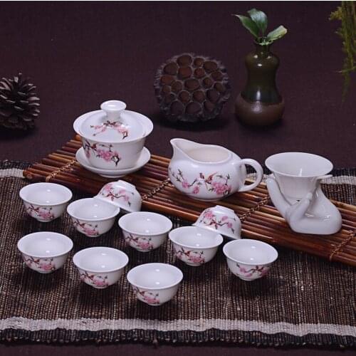 14 Pcs Travel Tea Sets Chinese Portable Ceramic Bone China teaset Gaiwan Teacup Porcelain Tea Cup The Kung Fu Teapot Set