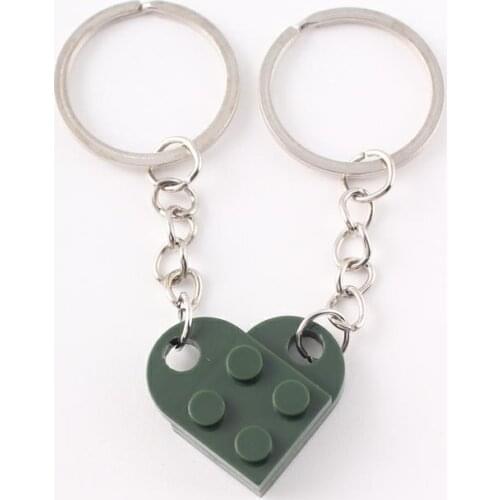 Dark Green 2 PCs/Set Couple For Men Women For Kits For Parents Two Heart-shaped Key Chain Paired Keychain Valentines Day Gift
