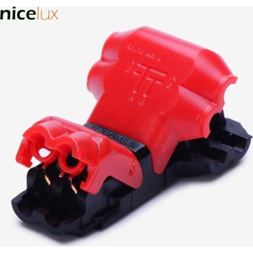 50pcs T Shape 2 Pin Scotch Lock Quick Splice Wire Wiring Connector for 22-18AWG LED Strip Wire Car Audio Cable Terminals Crimp