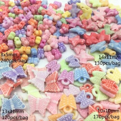 Acrylic multicolor mini Butterfly cartoon beads for Jewelry making string Bracelet Childrens Beaded box accessories Meideheng