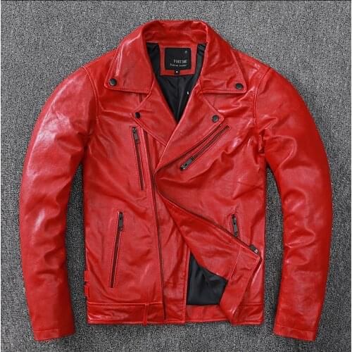 Free shipping,2020 New motor leather jacket.fashion genuine leather coat.red sheepskin clothes.cool leather clothing.cool