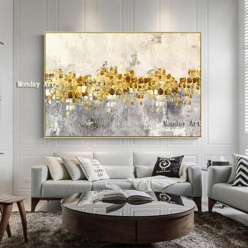 Large gold art 100% handpainted abstract oil painting wall decoration quadro cuadros decoracion Wall art Picture for living room