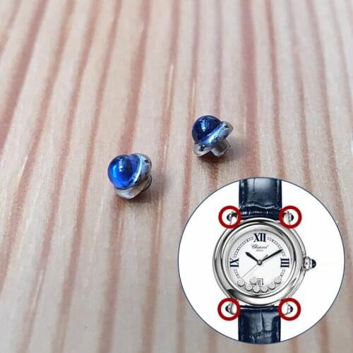 Blue zircon rivet ornaments for Chopard Happy Diamonds quartz watch case