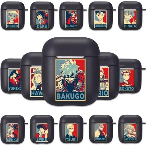 Hot Anime Figures Silicone Case for Apple Airpods 1 2 Cases Bakugo Bokuto Soft Black Airpods Earphone Cover for Airpods Capa Bag