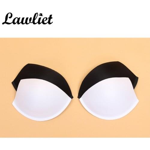 Lawliet A Pair of Black Or White A75/B75/C75/D75 sew in BRA CUPS Pads Push Up Swimwear Dress Corset Soft Foam B024