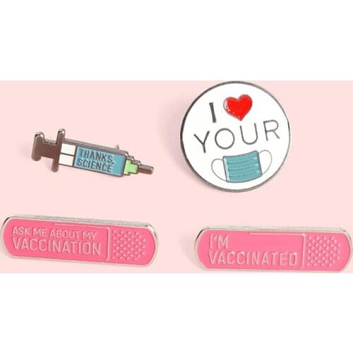 I LOVE YOU Round Medical Badge Pink Pill Thanks To Ccience Syringe Custom Metal Fashion Clothes Lapel Pin Jewelry Gift To Doctor