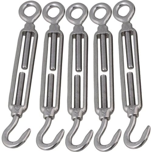 M5 Wire Rope Cable Hook & Eye Turnbuckle Stainless Steel 304 Pack of 5