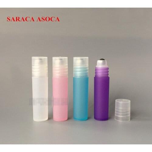 5ml 3ml Metal stainless steel Ball Refillable Bottles Roller Perfume Bottle Ice Clear Color 100pcs/lot