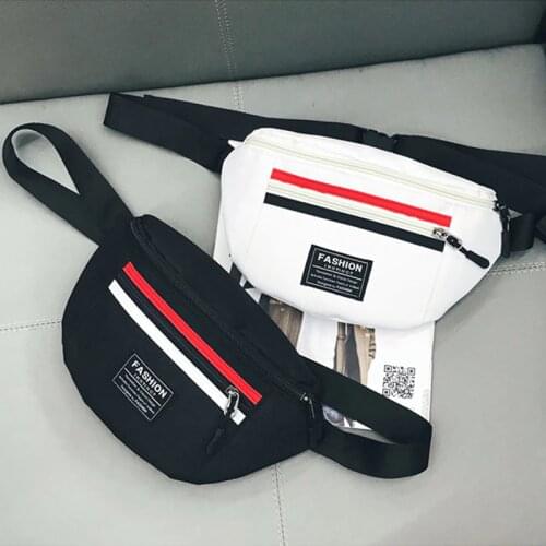 Fashion Women Waist Bag Female Fanny Pack Ladies Waterproof Black White Red Nylon Belt Bags Phone Money Chest Purse 529