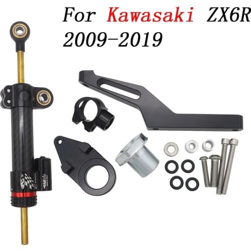 Motorcycle Adjustable Steering Stabilize Damper Bracket Mount kit For Kawasaki ZX6R ZX 6R Moto Steer Support 2009-2019