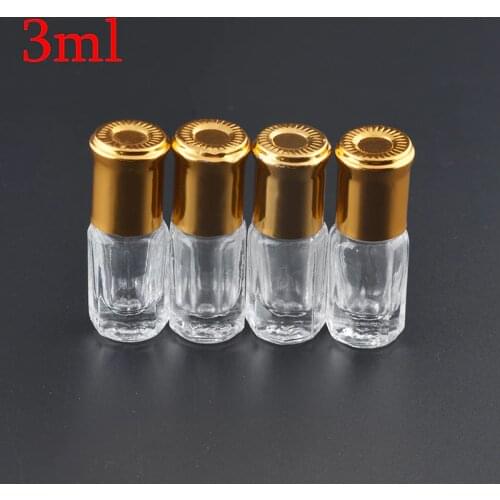 MUB - 100Pcs 3ml 6ml 10ml 12ml Refillable Steel Ball Bottle Gold Silver Cap Empty Essential Oil Roller Ball Perfume Case