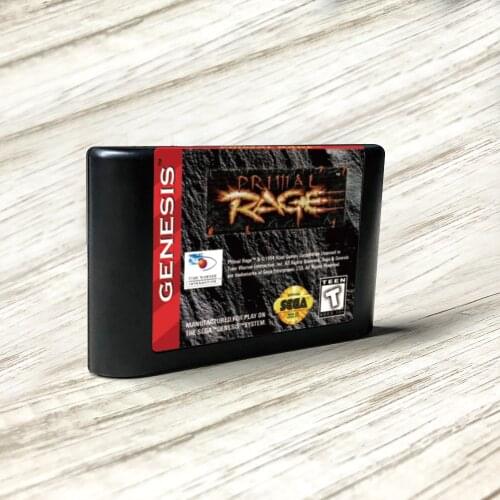 Primal Rage - USA Label Flashkit MD Electroless Gold PCB Card for Sega Genesis Megadrive Video Game Console