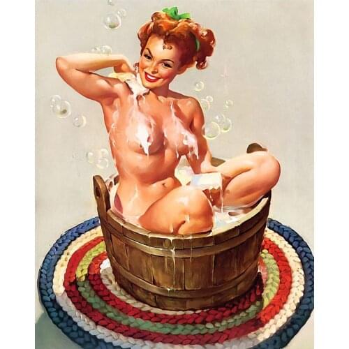 JMINE Div 5D bathroom Bath Naked Woman Full Diamond Painting cross stitch kits art Portrait 3D paint by diamonds