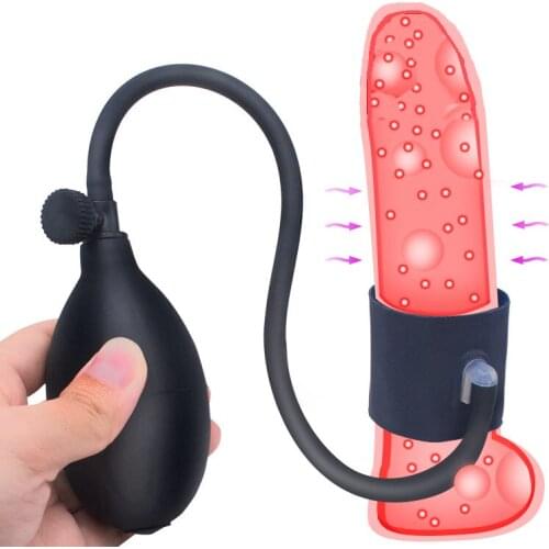 Inflatable Penis Sleeve for Penis Enlargement Help Erection Penis Exerciser Penis Pump Sex Toys for Men Cock Rings Chastity Belt