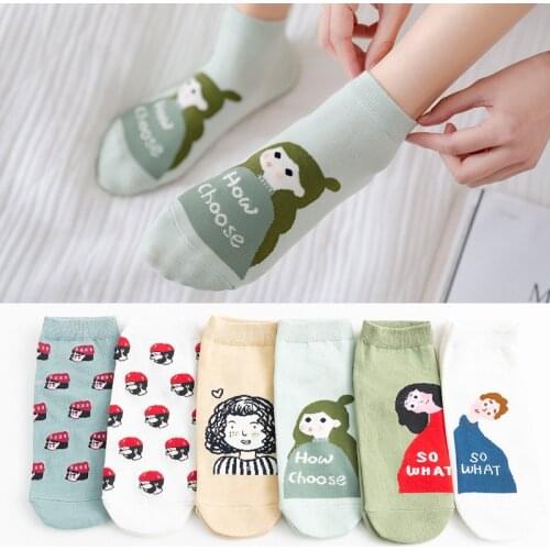 10 pieces = 5 pairs new arrival cartoon slipper socks spring summer alternative female socks women socks cotton