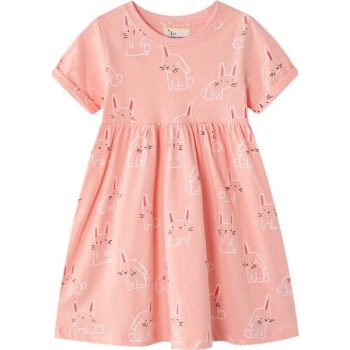 Summer New Animals Cat Print Girls Princess Cotton Cute Dresses for Baby 2-7T Party Dress Clothing