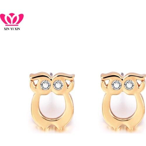 New Fashion Simple Cute Pig Earrings For Women Girl Alloy and Czech Drill Exquisite Color/Rose Gold/Gold Animal Studs Earrings