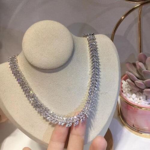 925 Sterling Silver Elegant Olive Branch Leaf pendant Retro Crystal leaves Tennis necklace Christmas Geometric silver jewelry