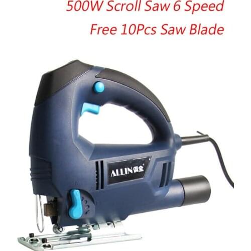 Jig Saw 6 Speed Scroll Saw 500W Electric Saw 800-3000rpm Wood Saw (Free 10Pcs Saw Blades)
