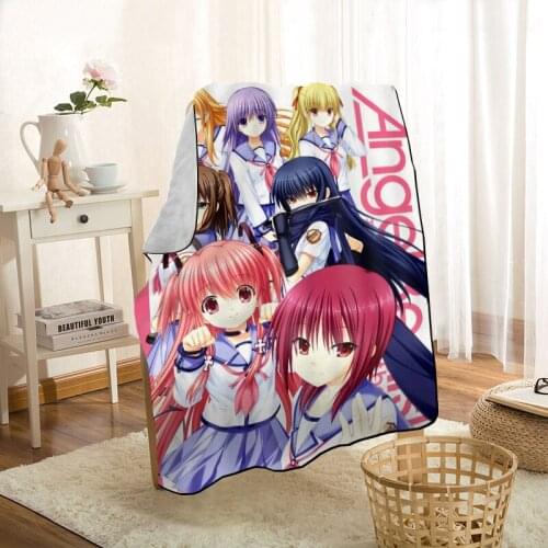 Custom Angel Beats Anime Throw Blanket Personalized Blankets On For The Sofa/Bed/Car Portable 3D Blanket For Kid Home Textiles