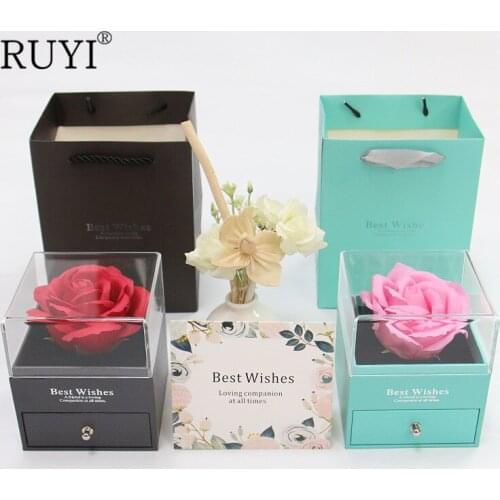 Transparant Square Rose Jewelry Gift Box Eternal Flower Jewelry Storage Wedding Birthday Gift Valentines Day New Years Gifts