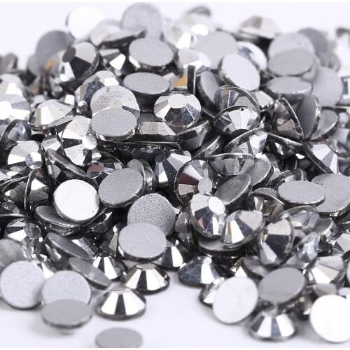 Silver Hematite 3D Nail Art ss3 ss4 ss5 ss6 ss8 ss10 ss12 ss16 ss20 ss30 ss34 Glass/Crystal Nails Non HotFix Rhinestones