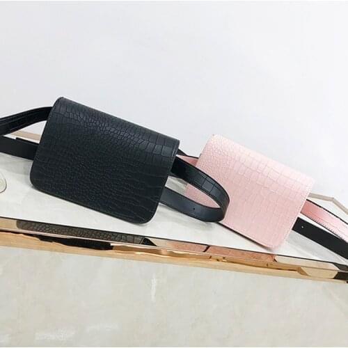 Fashion Alligator Pattern Waist Bags Women Leather Phone Pouch Chest Packs Ladies Wide Strap Belt Bag Female Crossbody Flap