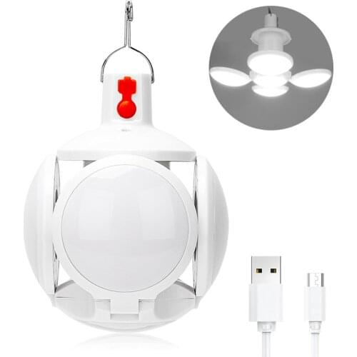 USB Rechargeable LED football Working Light 5 Mode Waterproof Flashlight Foldable Hook Lantern Camping Portable Emergency Night