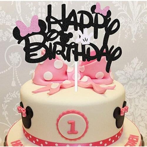 Minnie Mouse Birthday Party Decoration Baby Shower Party Cake Decoration Cake Flag Cake Cupcake Cake Toppers Banner Supplies