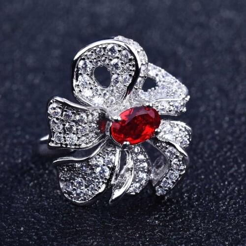 925 Silver High-level Designer Imitation Natural Ruby Ring Micro-inlaid High-carbon Diamond Butterfly For Women Elegance Jewelry