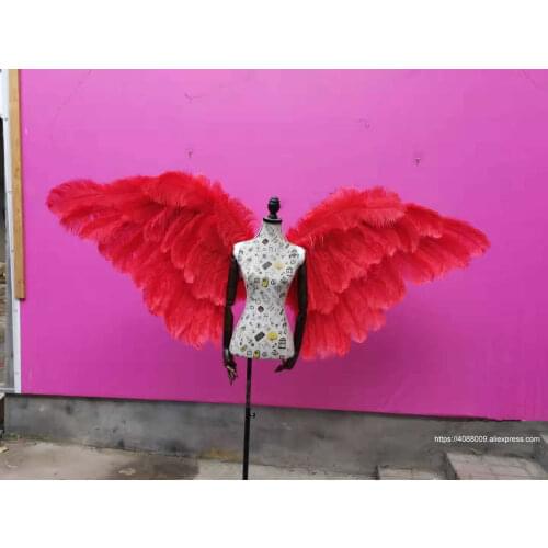 Adults Sexy Photography Props Red Natural Ostrich feather Angel Wing Creative Wedding Bridesmaid Accessories