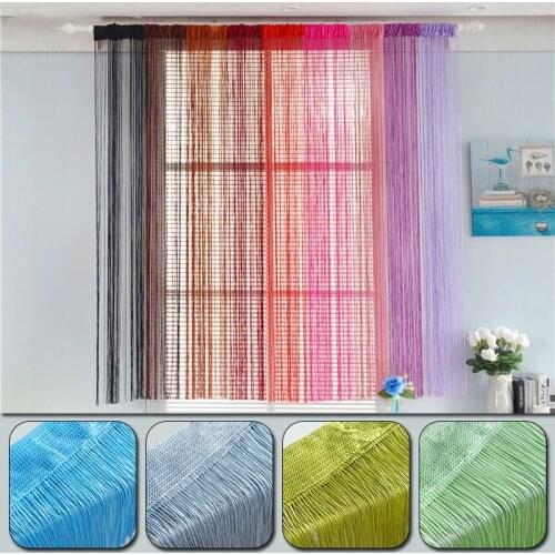 Solid Color String Curtain 100*200cm Coffee Gray White Black Classic Line Thread Curtain Window Blind Vanlance Room Divider