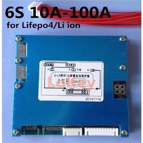 6S BMS 10A 20A 30A 40A 50A 60A 80A 100A Lifepo4 lithium Battery protection Board with balance function common and separate port