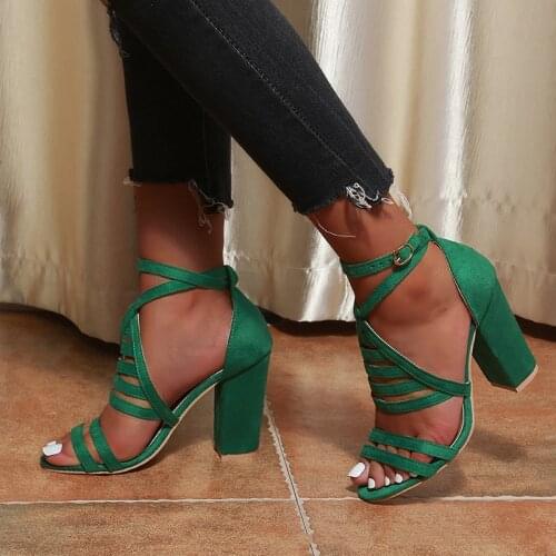 Green Wedges Shoes Gladiator Shoes Suede Platform Heels Buckle Roman Shoes Woman Platform Summer Peep Toe Sandals Plus Size
