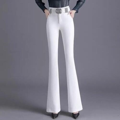 Spring 2021 new bell bottom trousers womens high-waisted, thin, western-style drape high sense suit trousers