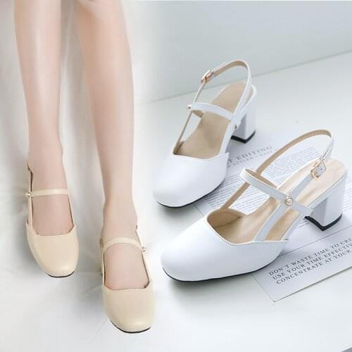 Women high heels sweet wedding party medium heel round toe shallow mouth high heels women shoes large size 31-43
