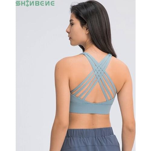 SHINBENE FREELY Naked Feel Medium Support Fitness Yoga Sprots Bras Women Buttery Soft Workout Gym Training Athletic Brassiere