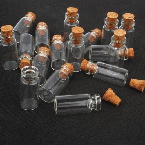 10pcs Mini Small Glass Bottles with Clear Cork Stopper Jars Tiny Wedding Vials 24x12mm Message Favor Containers Jewelry