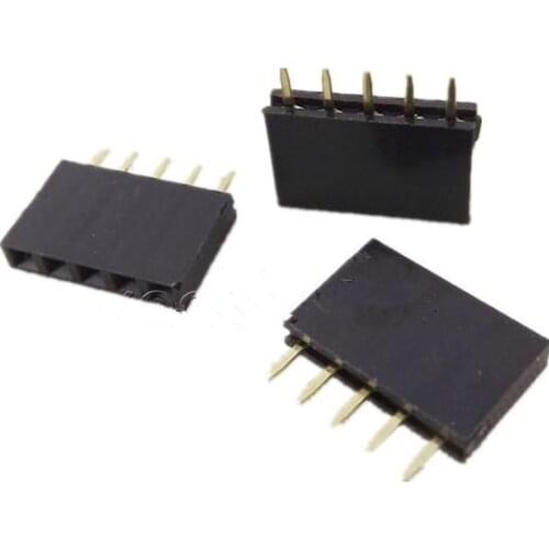 100pcs,Golden Single Row 1x5 pins 2.54mm Female Header