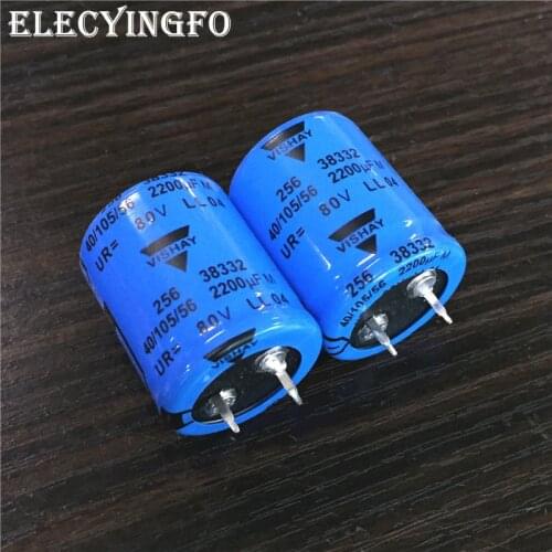 2pcs 2200uF 80V2200uf Vishay 256 Series 25x30mm 80V2200uF Sanp-in PSU Aluminum Electrolytic Capacitor