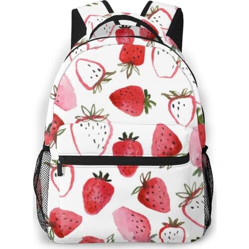 2021 Backpack Women Shoulder Bag Watercolor Strawberries Fashion School Bag For Teenage Girl Backpacks Travel Bag