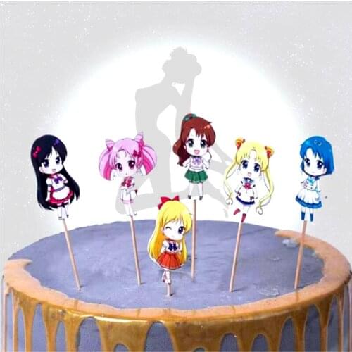 24pcs/lot Happy Birthday Party girls Theme Baby Shower Cake Picks Decoration Cupcake Toppers girls Kids Favors Supplies