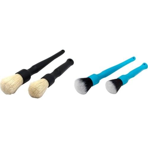 4 Pcs Space Brush, Detail Brush, Cleaning Brush, Beauty Brush, Vehicle Cleaning Tool, 2 Pcs Black & 2 Pcs Blue